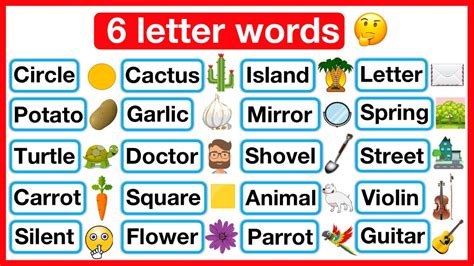 1 word 6 letters|6 letter words for kids.